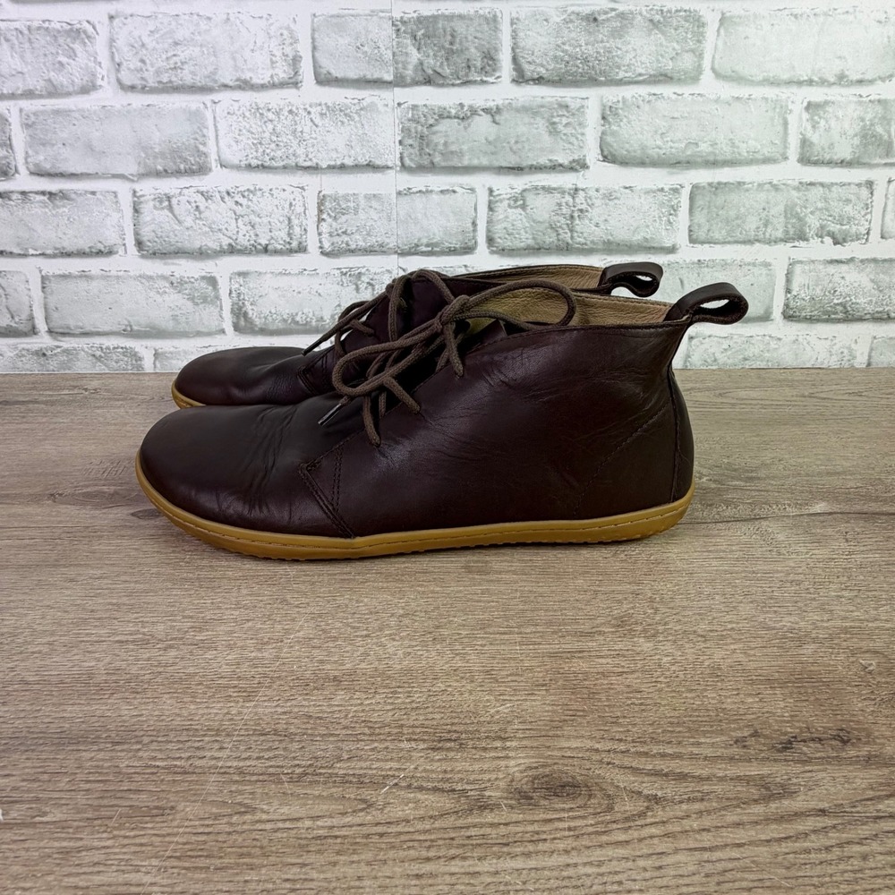 Vivo Barefoot Men's Dark Brown Leather Chukka Boots with Tan Sole